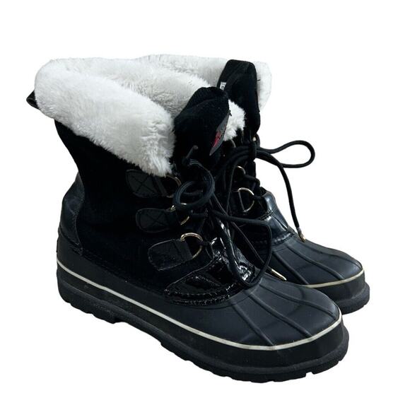 Alpine Design Black Leather Duck Boots Women’s Sz 9 Winter 7068-BLK Aspen Fur - Picture 4 of 12